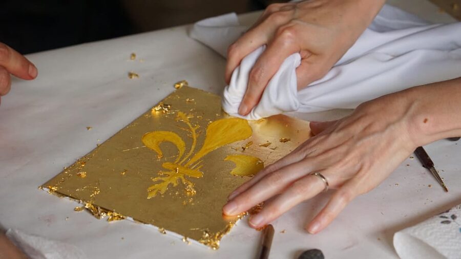 Florence: Painting experience, create your Florentine Lily! - Gold Foil Gilding: The Part That Makes People Lean In