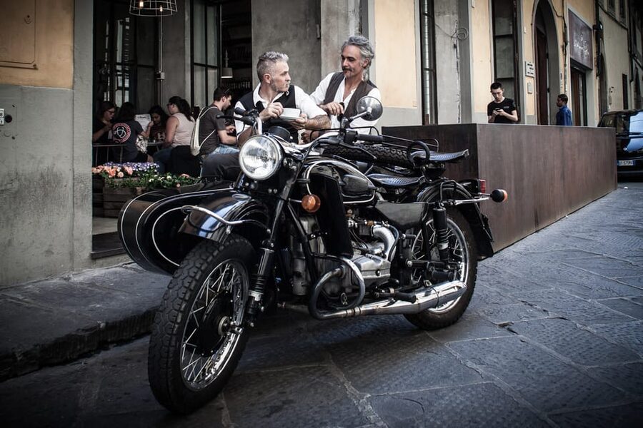 Florence Vintage Motorcycle Sidecar ride - Morning or Sunset - Meeting at Bar Pasticceria Gamberini, then getting fully geared up