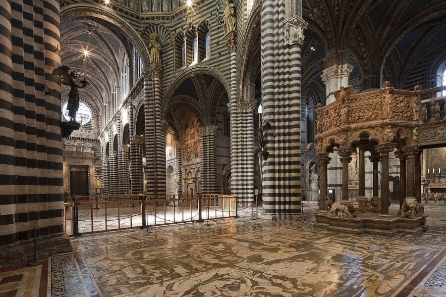 Siena: Siena Cathedral and Piccolomini Library Entry Ticket - Inside the Duomo: floor mosaics, sculptures, and the domed ceiling