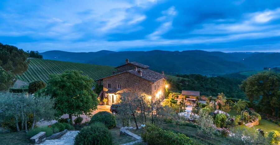 Total Immersion Wine Tour in Chianti - First Views From the Cellar Roof Above Radda in Chianti